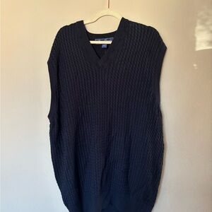 Alan Flusser Dark Blue V-Neck Sweater Vest